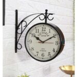 Double-Sided Wall Clock | Trending Design | Classic Hanging Bracket Clock for Home & Cafe Decor (8 inch Black Body)