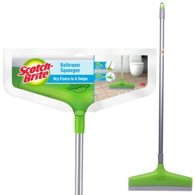 Scotch-Brite Bathroom Squeegee Plastic Wiper (30 cm, Green) | Sharp Rubber Edge | Corrosion-Free | Lightweight & Durable