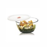 Signoraware Borosilicate Glass Mixing Bowl with Lid, 500 ml | Microwave & Oven Safe | Heat-Resistant, Clear