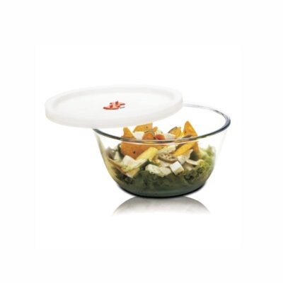 Signoraware Borosilicate Glass Mixing Bowl with Lid, 500 ml | Microwave & Oven Safe | Heat-Resistant, Clear