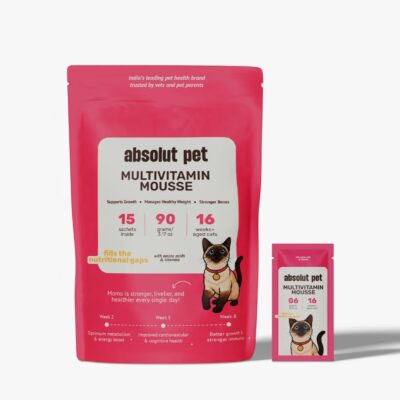 Absolut Pet 12-in-1 Multivitamin Supplement for Cats – Creamy Treats with Vitamins A, B, C, D & E for Bone, Muscle & Skin Health (15 Sachets)