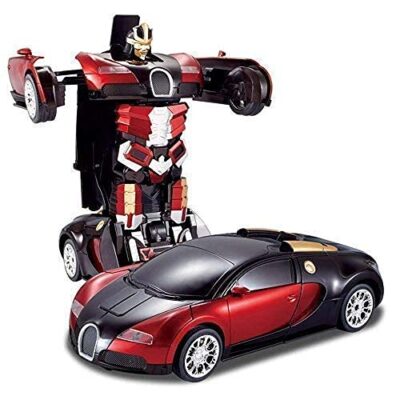 TEC TAVAKKAL 2-in-1 Robot Car Toy with Lights & Music (Red)
