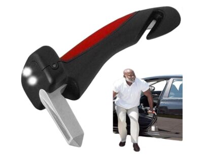 5-in-1 Car Support Handle with Window Breaker – Easy Grip Safety Tool for Seniors | Seat Assist Bar for Car Entry & Exit | car Accessories 2025 (Red)