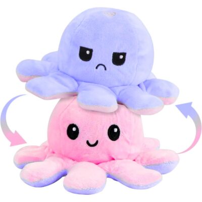 Mini Reversible Octopus Plush Toy – Happy & Sad Mood, 12 cm