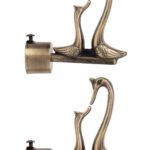 Arena Swan Design Curtain Brackets with Antique Brass Finish – 2 Pcs