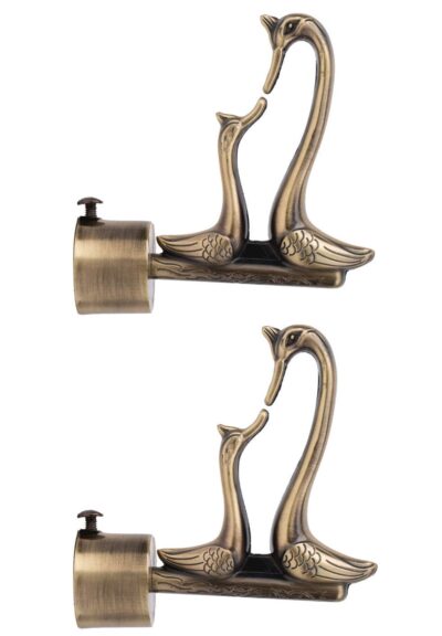 Arena Swan Design Curtain Brackets with Antique Brass Finish – 2 Pcs