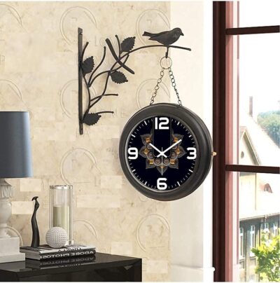 Metal Double Side Iron Wall Clock (10 Inches) - Analog, Multicolor
