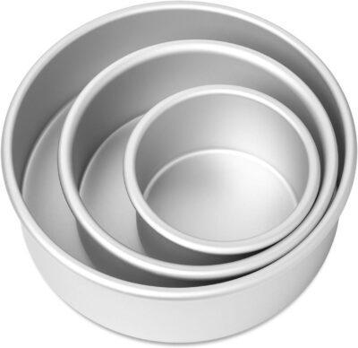 Classic 3-Piece Round Aluminium Cake Tin Set | 4, 5, 6 Inch (Silver)