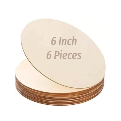 Estella Round MDF Boards for Art & Craft | 6 Inch Diameter, 3.5mm Thick | Pack of 6 Cutouts for Coasters, Resin, Mandala, Lippan, Clock Making & DIY Decoration