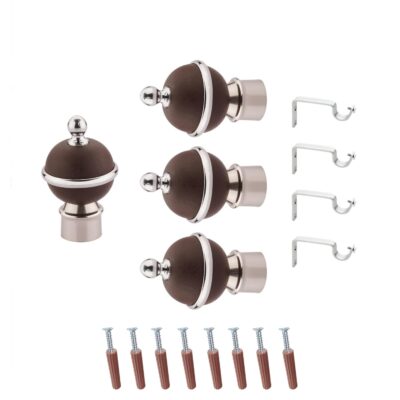 GLOXY Stainless Steel & ABS Curtain Brackets – Brown, Pair of 2