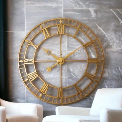 Iron Gold Extra Large Wall Clock And Gold Marker/One Year Warranty / 9082-42, Analog