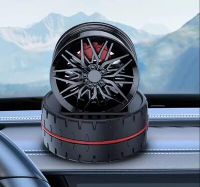 Racing Wheels Solar Air Freshener (Red, Tablet) – Automatic Rotating Dashboard Car Perfume with Stylish Sporty Design car accessories 2025
