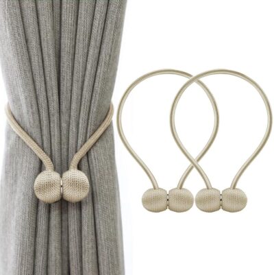 INOVERA 2-Piece Magnetic Curtain Tiebacks (Beige, Pair 1)