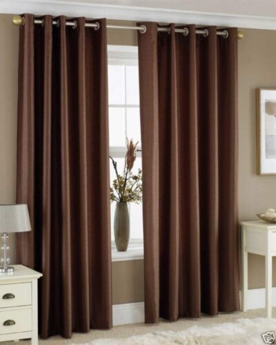 Homefab India Royal Silky Grommet Door Curtains – 7ft, Coffee (Set of 2)
