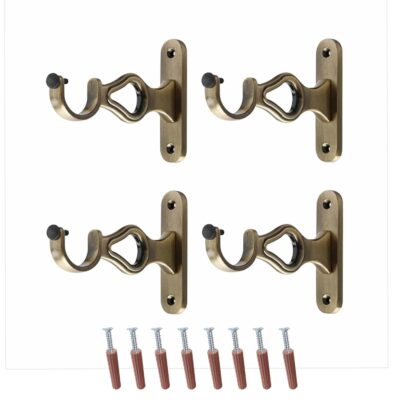 GLOXY ENTERPRISE Antique Finish Curtain Brackets – Bronze, Pair of 2