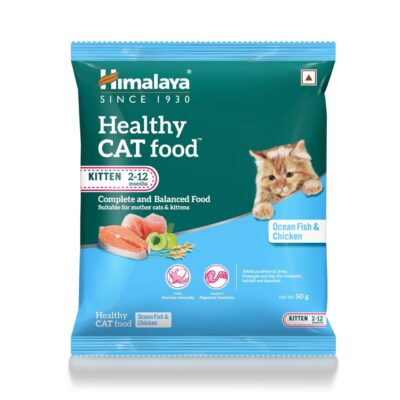 Himalaya Healthy Cat Food – Mother & Kitten | Ocean Fish & Chicken Flavor | Fortified with Herbal Actives for Growth, Immunity & Vitality (50 g)