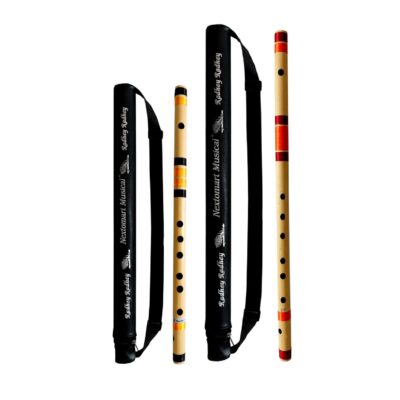 NEXTOMART Musical Combo Flutes D Natural 7 Hole (18 Inch) & DD Base (24 Inch) Bamboo Flute Bansuri with Flute Carry Bag Free