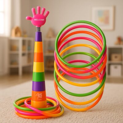 Storio 2-in-1 Ring Toss Game for Kids | Stacking Rings & Target Throw Toy | Indoor & Outdoor Fun Activity | Learning & Motor Skill Development | Multicolor | Age 1–5 Years
