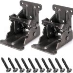 Brienstripe Foldable Self-Lock Hinges – Heavy Duty Folding Brackets with Screws for Table, Bed, Workbench & Furniture (Set of 2)