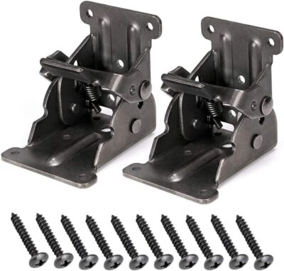 Brienstripe Foldable Self-Lock Hinges – Heavy Duty Folding Brackets with Screws for Table, Bed, Workbench & Furniture (Set of 2)