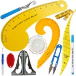 Artonezt Professional Fashion Design Tool Kit | 12 Pcs Pattern Drafting Ruler Set with French Curves, Armhole Curve, Sleeve Curve, Measuring Tools & Sewing Accessories