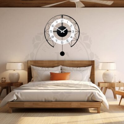 Wall Clock Stylish Metal Analog Wall Clock for Living Room, Bedroom, Office, Kitchen, Home and Hall | Antique Fancy Big Size Modern Wall Watch (Black)