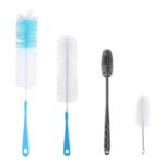 ALOUD CREATIONS 4Pc Combo Long Handle Silicone Bottle Cleaning Brushes – For Water Bottles, Baby Bottles, Glassware, Vases & Containers