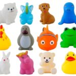 Mix Animals Bath Toy Set – 12 Pcs Colorful Rubber Squeaky Toys