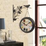 Traditional 25 Cm Vintage Double Sided Antique Station Clock With Black Bird Round Metal Body (Design Ant12) - Analog