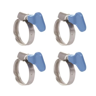 NEW WARE Adjustable Stainless Steel Hose Clamps with Key – 1 Inch Diameter, Multicolor, Pack of 4