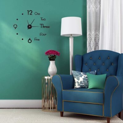 Wall Sticker Clock - DIY 3D Adhesive Sticker, Non-Ticking, Frameless, Plastic EVA Analog Watch with Adjustable Sizes (25 cm - 50 cm) for Livingroom, Bedroom, Office Decor, Home Gift