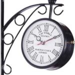 Antique Metal Station Wall Clock White Dial Double Sided Wall Clock Antique Clock for Home Décor, (Dial: 6 inch)