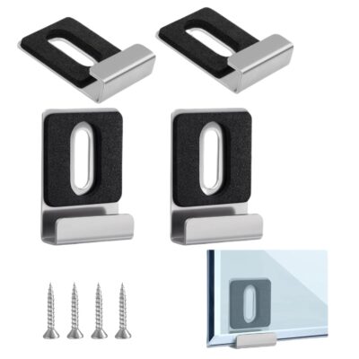 MAKABEE 4Pcs Heavy-Duty Metal Mirror Clips – Frameless Mirror Holder Kit with Screws & Anchors