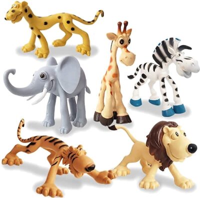 Toyshine Cartoon Animal Rubber Toy Set – Pack of 6, Non-Toxic