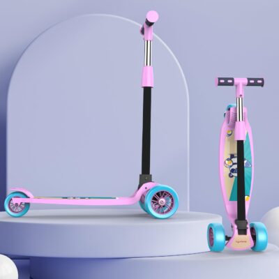 Lifelong LLKS03 Foldable 3-Wheel Kids Kick Scooter – Pink & Blue