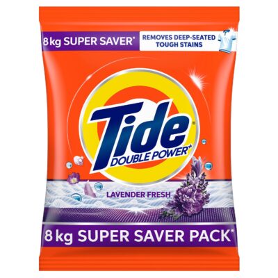 Tide Plus Double Power Detergent Washing Powder | Lavender Fresh | 8kg Super Saver Pack | Powerful Stain Removal & Long-Lasting Fragrance