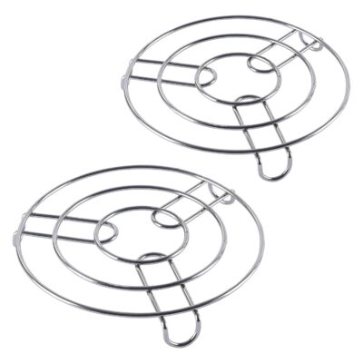 Kuber Industries Pack of 2 Stainless Steel Trivets Stand | Hot Vessel Holder for Kitchen & Dining Table | Heat-Resistant Cooker Stand & Surface Protector | Durable & Rust-Free | Silver