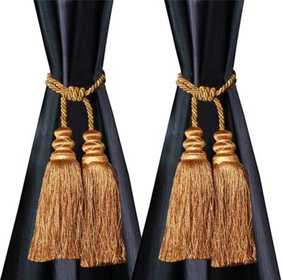 Kuber Industries Gold Polyester Curtain Tie Back Tassel Set – Pack of 2