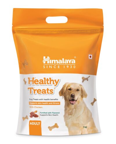 Himalaya Healthy Dog Biscuit Treats – Adult Dogs | Chicken Flavor | Fortified with Flaxseed & Herbal Actives for Skin Health & Immunity (1 kg)