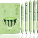 SAMVARDHAN 0.5mm Gel Pens | Retractable Quick-Dry Ink Rollerball Pens | Smooth Writing Fine Point Pens for School & Office (Pack of 5, Green Tea Theme)