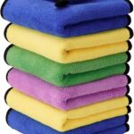 Heavy Microfiber Cloth for Car Cleaning and Detailing, Double Sided, Microfiber Towel for Car & Bike,Super Soft Car Wash Cloth, 600 GSM (Size 40cm x 40cm) Pack of 6, Color: Mix