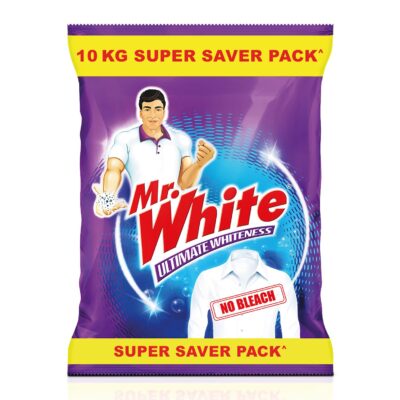 MR WHITE Detergent Powder | 10kg Super Saver Pack | Whiteness Boosters for Ultimate Whiteness | Safe on Colours | Suitable for Bucket & Top Load Washing Machines