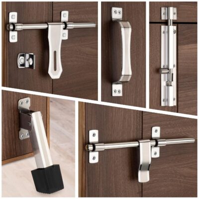 Stainless Steel Door Kit Combo Set – Aldrop, Tower Bolt, Handle, Latch, Door Stopper (Heavy Duty)
