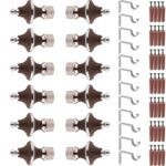 GRIVAN Stainless Steel Curtain Brackets with Designer Finials (Set of 6, Dark Brown)