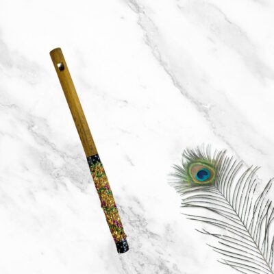 Salvus APP SOLUTIONS Handmade Bamboo Flute – 9 Inch Traditional Wooden Bansuri for Krishna Idol | Brown Basuri for Pooja, Home Decor & Spiritual Gifting