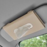 Pu Leather Car Sun Visor, Seat Side Pocket Back Seat Tissue Napkin Box Holder, Interior Car Accessories (Light Beige Plain, Sun Visor Type)