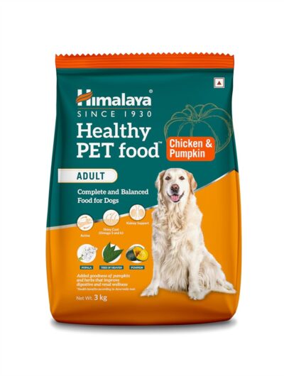 Himalaya Healthy Pet Food for Adult Dogs – Chicken & Pumpkin Flavor | 100% Complete & Balanced Dry Dog Food with Herbal Enrichment (3 kg Pack)