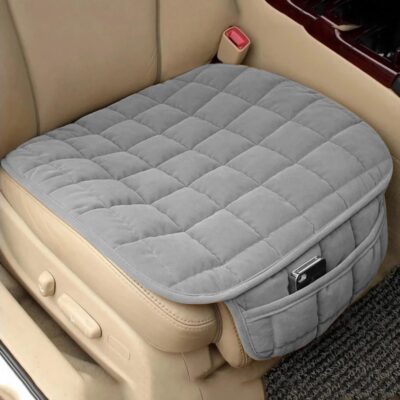 Comfortable Ultra-Soft Memory Foam Car Seat Cover with Non-Slip Grip and Storage Pouch – Universal Fit, Car Seat Cover (Gray Front 1PC)