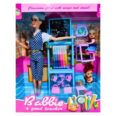SUPER TOY Teacher Doll with 2 Baby Dolls & Accessories – Play Set for Girls