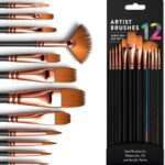 Eclet Craft Painting Brushes Set of 12 | Professional Round Pointed Tip Nylon Hair Brushes | For Acrylic, Watercolor & Oil Painting